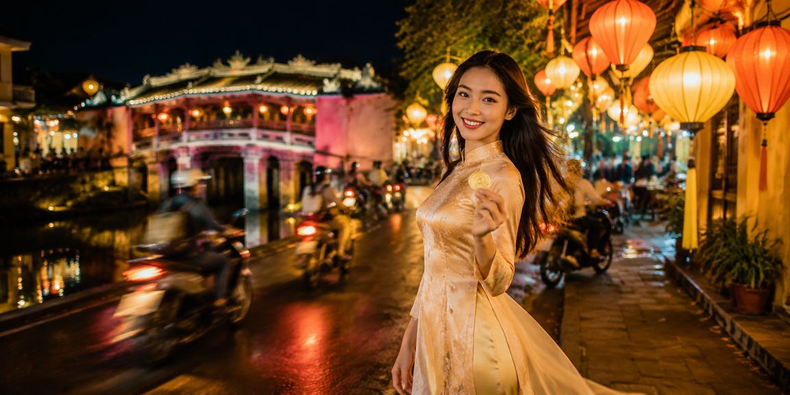 Người chơi bài tại chợ đêm Hội An trong không khí giải trí casino về đêm